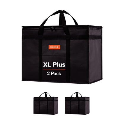 NZ home Insulated Food Bag, Portable Cooler Tote (3XL, Black, 1 Pack)