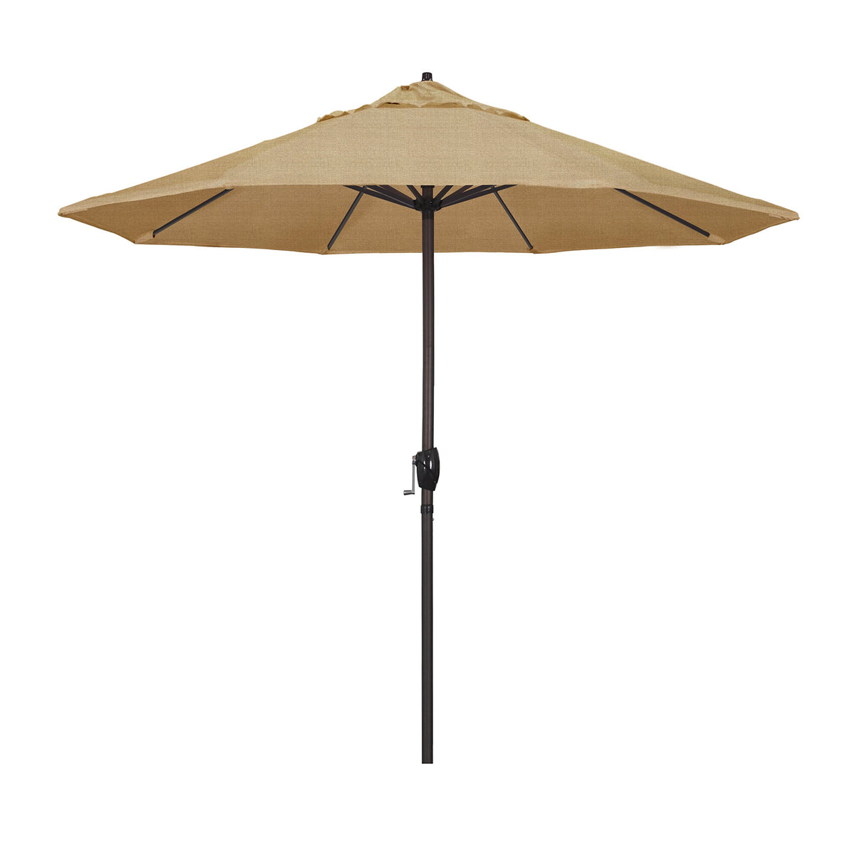 California Umbrella 9' Rd Sunbrella Aluminum Patio Umbrella, Crank Lift, Auto Tilt, Bronze Pole, Pacific Blue