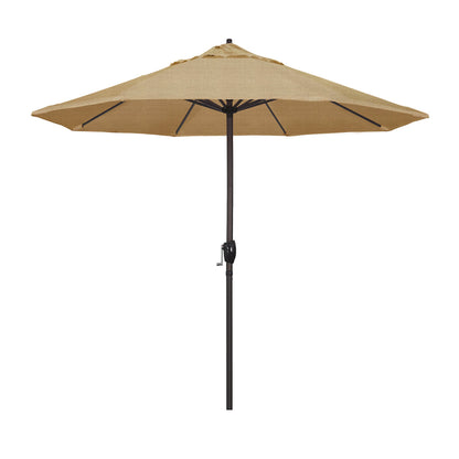 California Umbrella 9' Rd Sunbrella Aluminum Patio Umbrella, Crank Lift, Auto Tilt, Bronze Pole, Pacific Blue