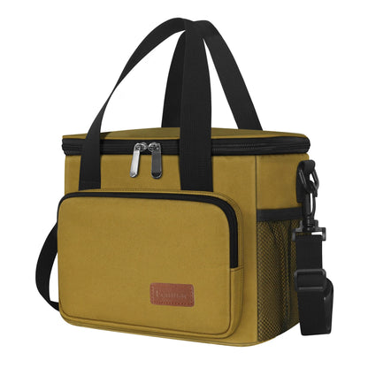 Femuar Reusable Lunch Box for Men/Women - Insulated Lunch Bag Leakproof Lunchbox for Work Office Picnic Beach - Freezable Lunch Cooler Bag with Adjustable Shoulder Strap - Black