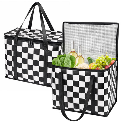 Checkered Insulated Grocery Bags 2 Pack