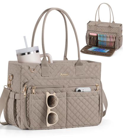 Bagstellar Teacher Tote Bag for Women, 15.6" Laptop Work Tote Computer Bag