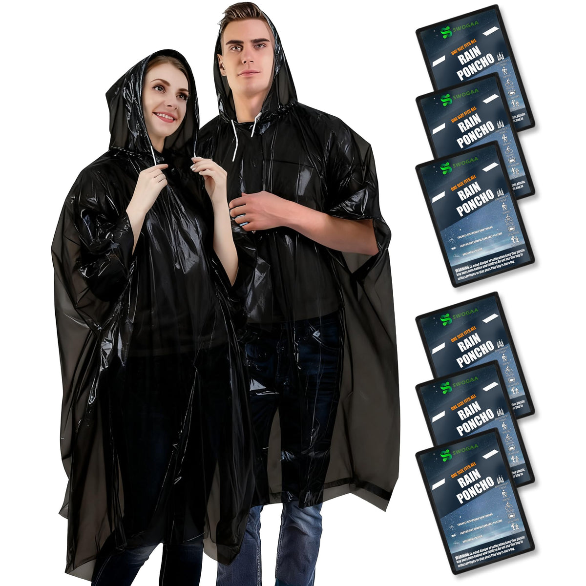 Disposable Rain Ponchos for Kids & Adults 6/10 Pack Extra Thick