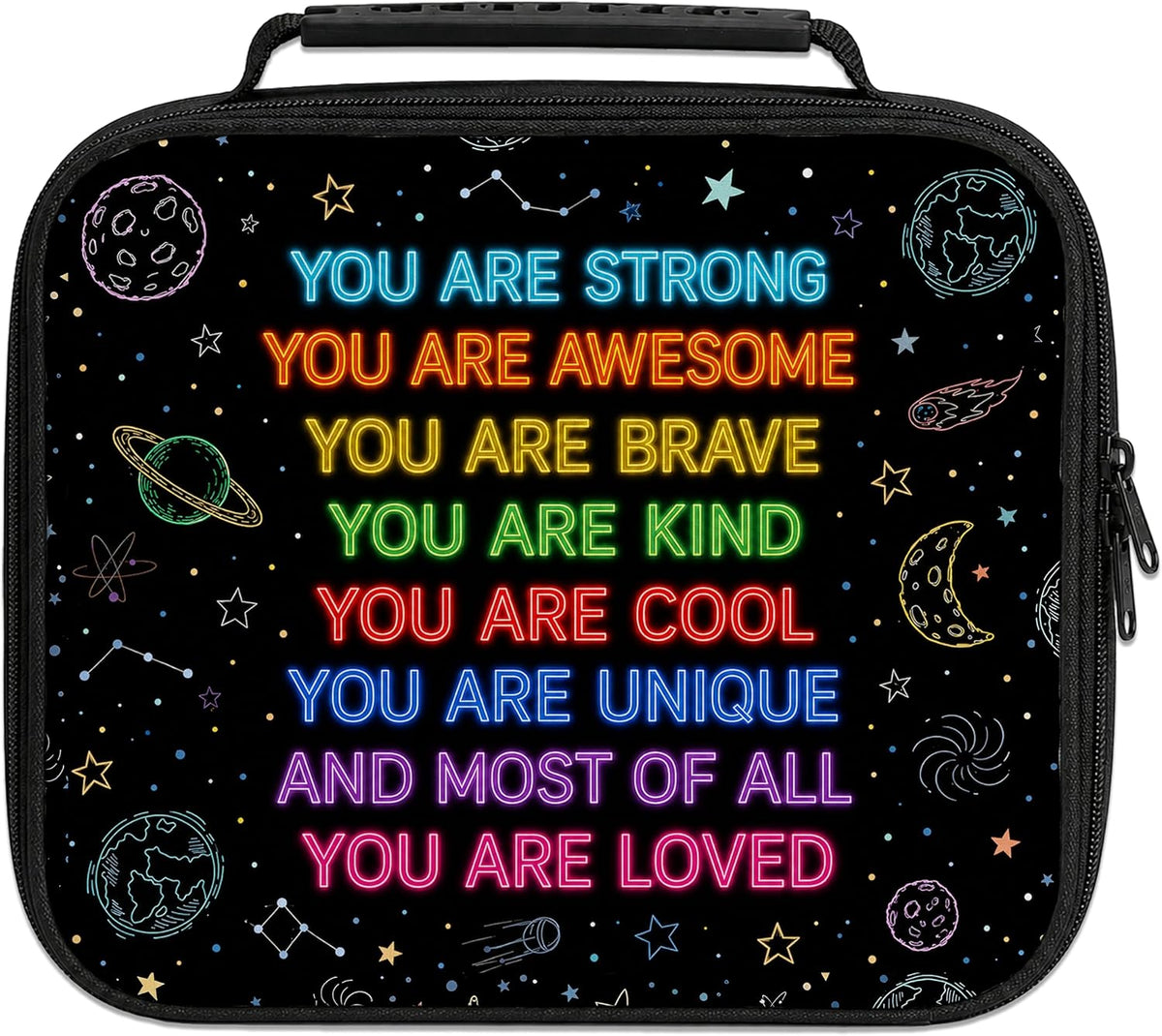 Neon Space Inspirational Lunch Bag Insulated Lunchbox