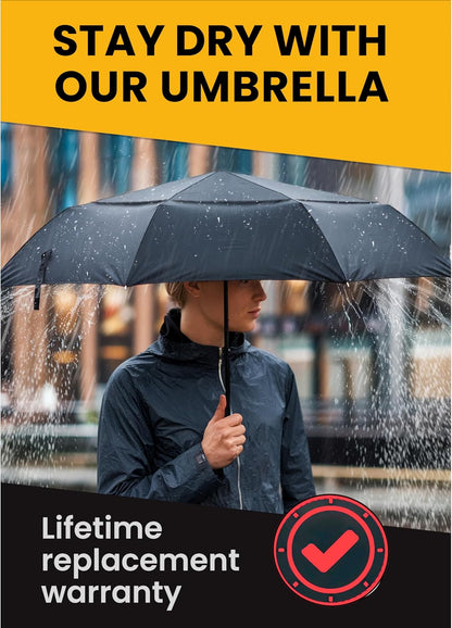 Raintrend Windproof Travel Umbrellas for Rain Automatic +10% Bigger Canopy Strong Frame Compact Folding Portable Umbrella for Women Men Backpack Purse