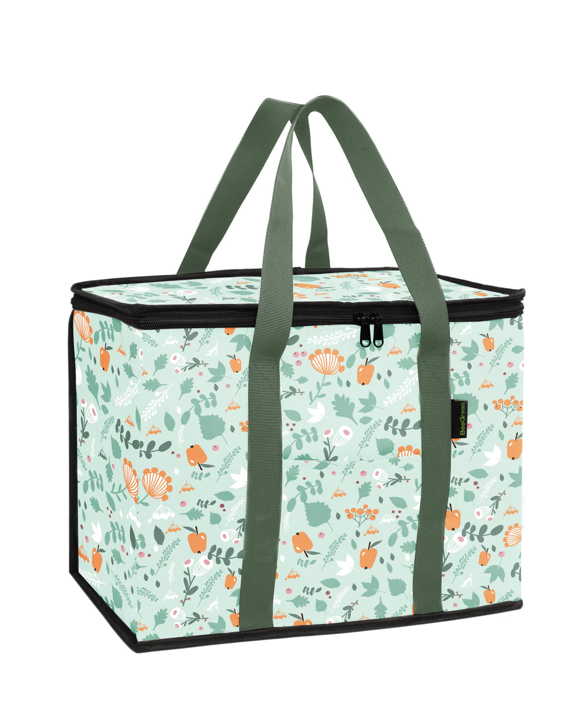 BeeGreen Cooler Bag Soft Insulated Tote for Beach Travel Grocery Shopping Lunch Portable Large Ice Coolers with Handle Hard Freezer Bags with Zippered Top Foldable Leakproof Delivery Totes Moss