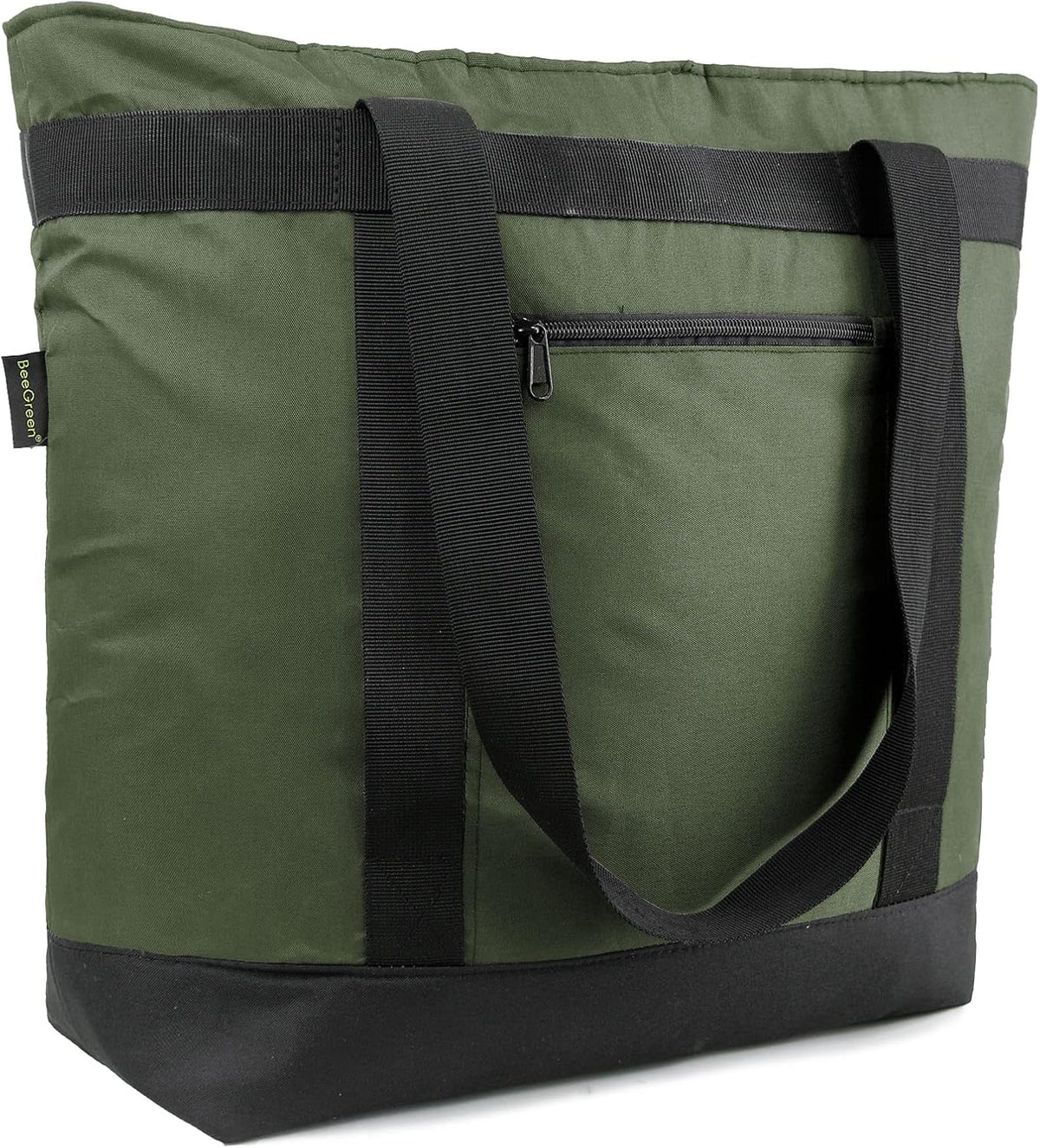 BeeGreen Cooler Bag Soft Insulated Tote for Beach Travel Grocery Shopping Lunch Portable Large Ice Coolers with Handle Hard Freezer Bags with Zippered Top Foldable Leakproof Delivery Totes Moss