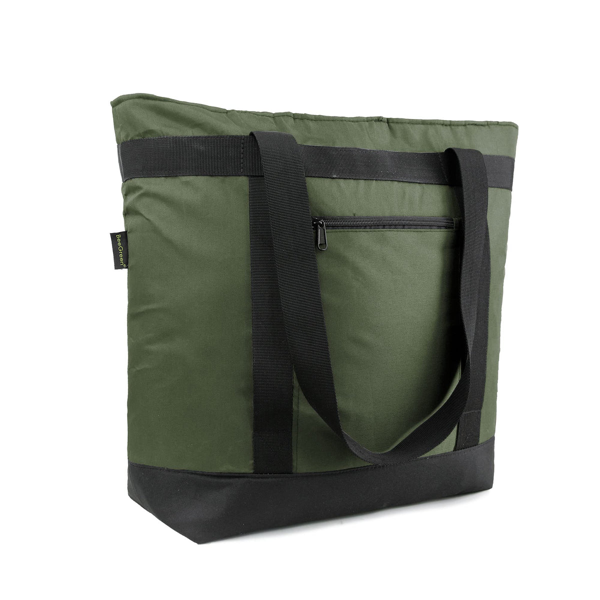 BeeGreen Cooler Bag Soft Insulated Tote for Beach Travel Grocery Shopping Lunch Portable Large Ice Coolers with Handle Hard Freezer Bags with Zippered Top Foldable Leakproof Delivery Totes Moss