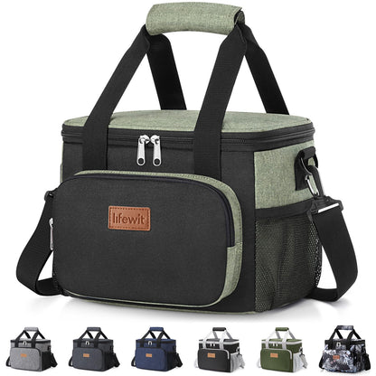 Lifewit Medium Lunch Bag, Insulated Lunch Box, Soft Cooler Cooling Tote for Adult Men Women, Black 12-Can (9L)