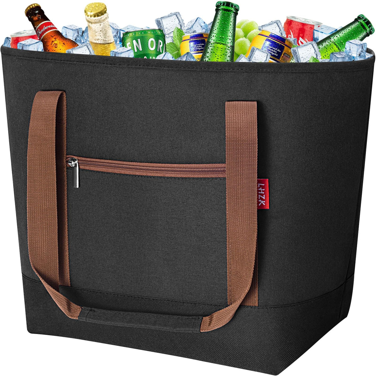 LHZK Jumbo Insulated Cooler Bag with Thermal Foam Insulation, Premium Leakproof Cooler Tote Bag with Zipper, Insulated Hot Cold Bag for Food Transport, Picnic, Travel, Beach (50L, Blue)