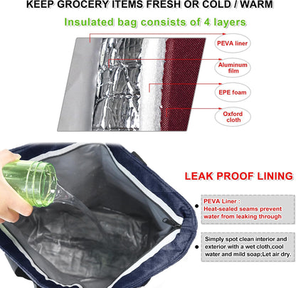 BeeGreen Cooler Bag Soft Insulated Tote for Beach Travel Grocery Shopping Lunch Portable Large Ice Coolers with Handle Hard Freezer Bags with Zippered Top Foldable Leakproof Delivery Totes Moss