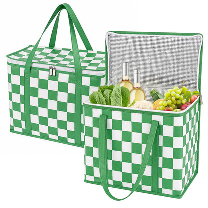 Checkered Insulated Grocery Bags 2 Pack