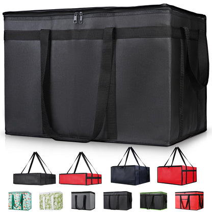 1-Pack Insulated Food Delivery Bag with Hard Bottom, 3X-Large, Black