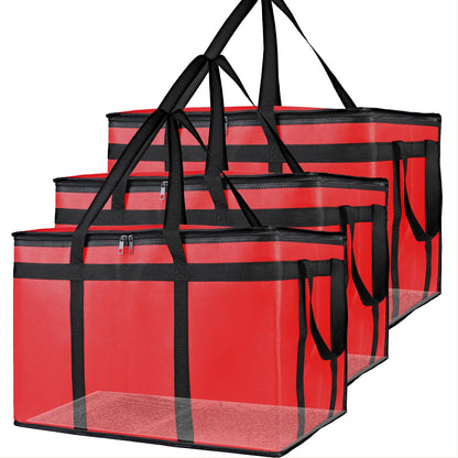 Bodaon 3 Pack Insulated Food Delivery Bags, XXXL Catering Cooler Bag Black
