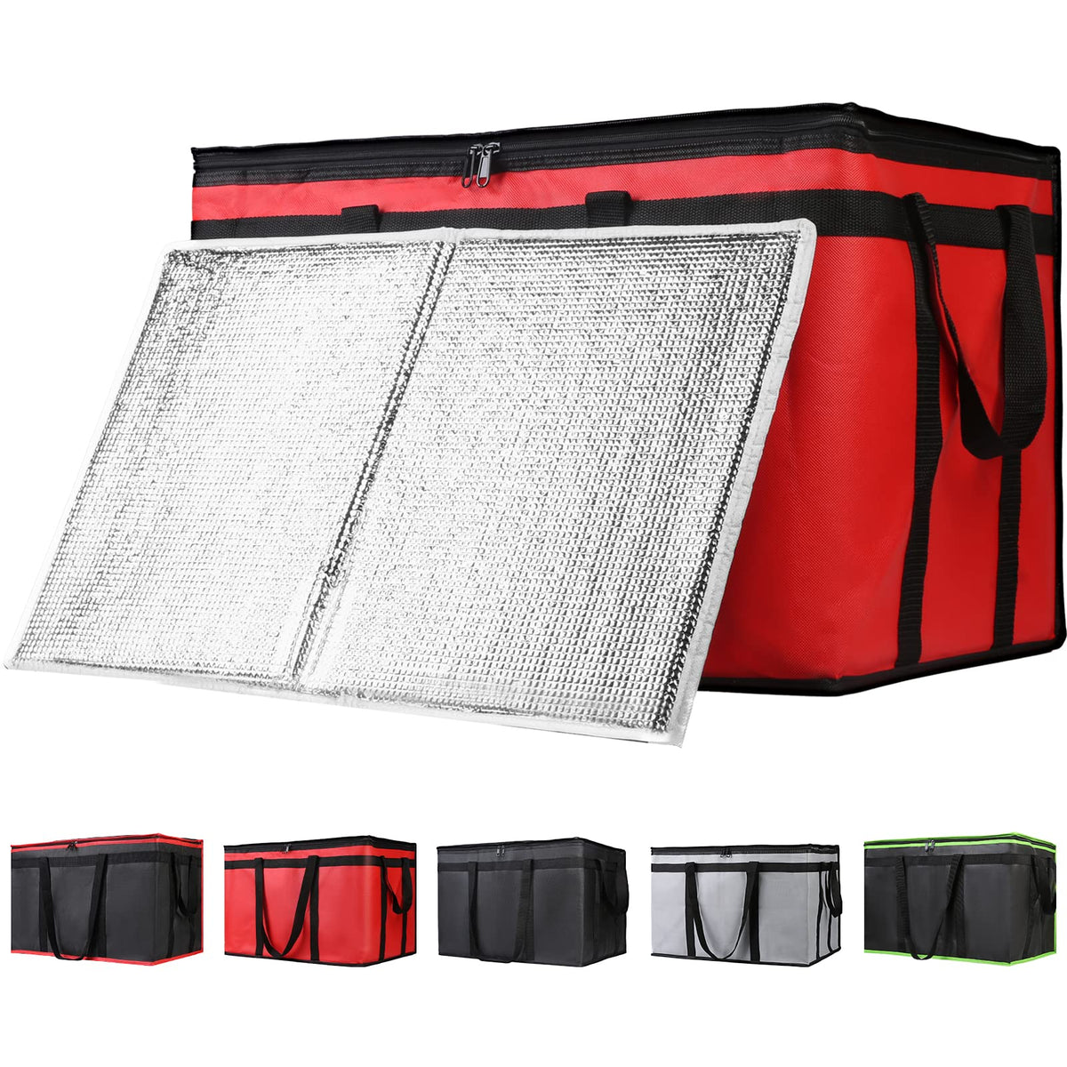 1-Pack Insulated Food Delivery Bag with Hard Bottom, 3X-Large, Black