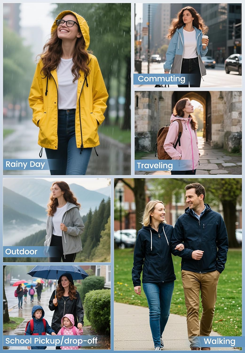 Zando Lightweight Rain Jacket Women Packable Waterproof Raincoat with Hood