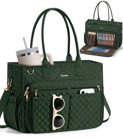 Bagstellar Teacher Tote Bag for Women, 15.6" Laptop Work Tote Computer Bag