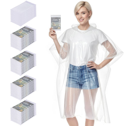 APEXUP Disposable Rain Ponchos for Adults, 5/10/50 Family Pack