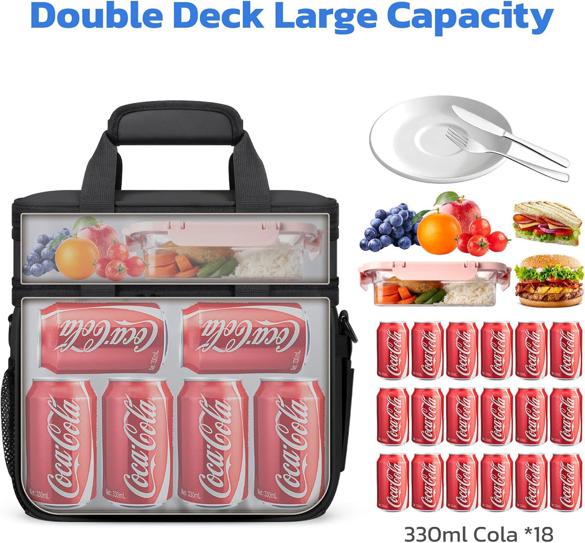 Maelstrom Insulated Lunch Box, 20L Double Deck Cooler Bag for Men Women