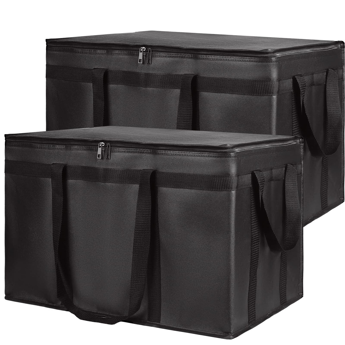 1-Pack Insulated Food Delivery Bag with Hard Bottom, 3X-Large, Black