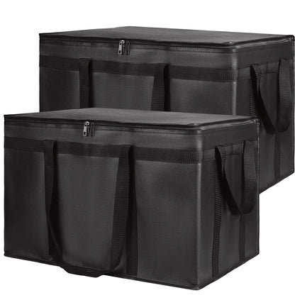 1-Pack Insulated Food Delivery Bag with Hard Bottom, 3X-Large, Black