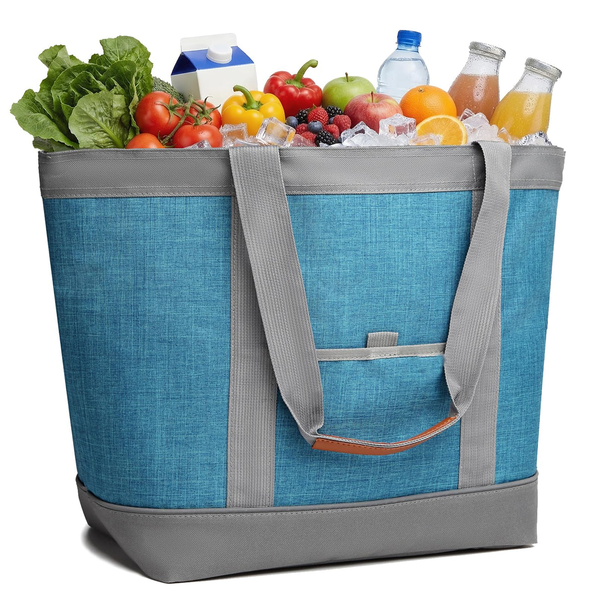 Insulated Cooler Bag, Reusable Grocery Tote Bags for Hot/Cold, Leakproof Thermal Food Delivery Bag for Shopping, Beach, Travel, Picnics