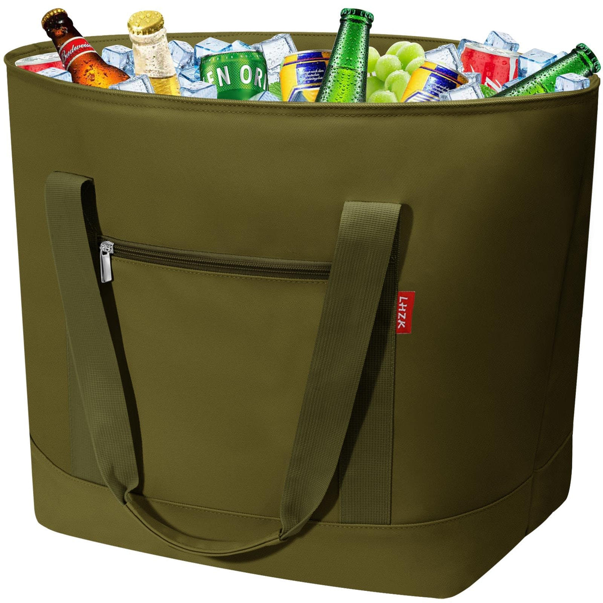 LHZK Jumbo Insulated Cooler Bag with Thermal Foam Insulation, Premium Leakproof Cooler Tote Bag with Zipper, Insulated Hot Cold Bag for Food Transport, Picnic, Travel, Beach (50L, Blue)