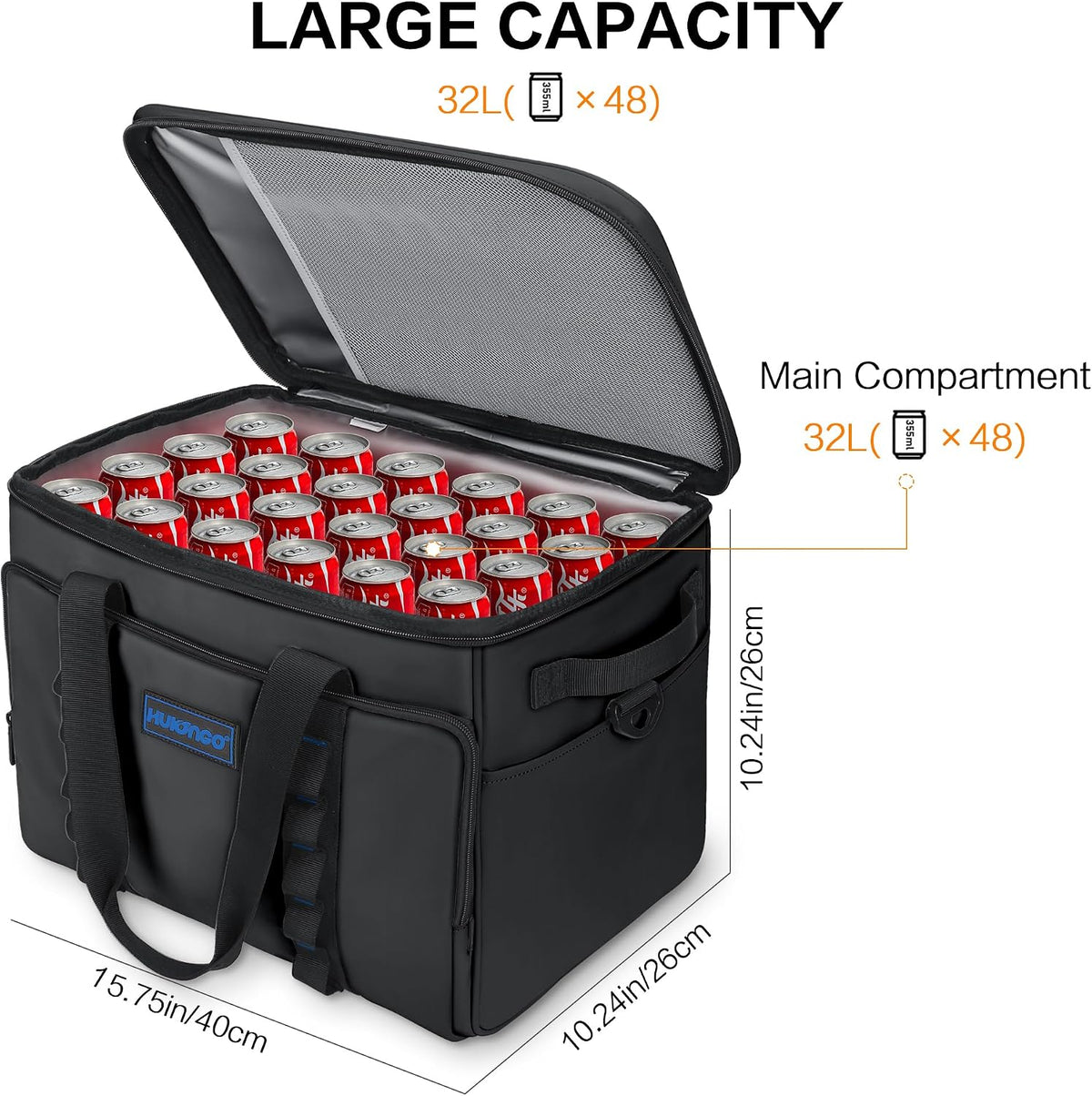 Hulongo Soft Sided Insulated Cooler Bag, 32L