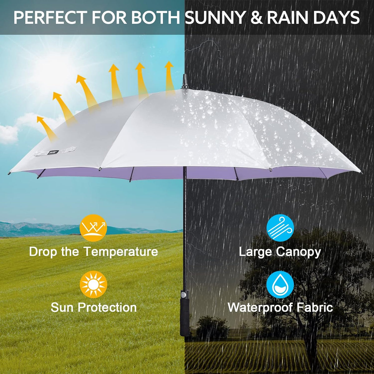 G4Free 54/62 Inch UV Protection Golf Umbrella Oversized Sun Stick Umbrella