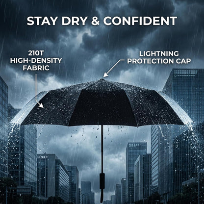GAOYAING 46 Inch Large Automatic Rain Umbrella - Windproof Travel Lightweight Travel-Ready, Heavy Duty 12-Rib 210T Fabric, Portable with Protective Sleeve