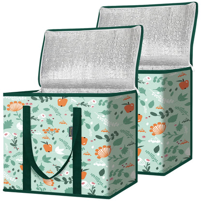 BALEINE Insulated Reusable Grocery Bags with Zippered Top, Large Cooler Bag