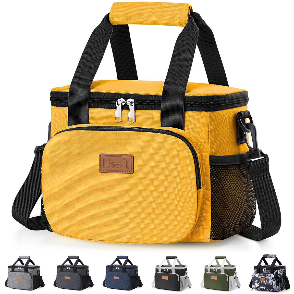 Lifewit Medium Lunch Bag, Insulated Lunch Box, Soft Cooler Cooling Tote for Adult Men Women, Black 12-Can (9L)