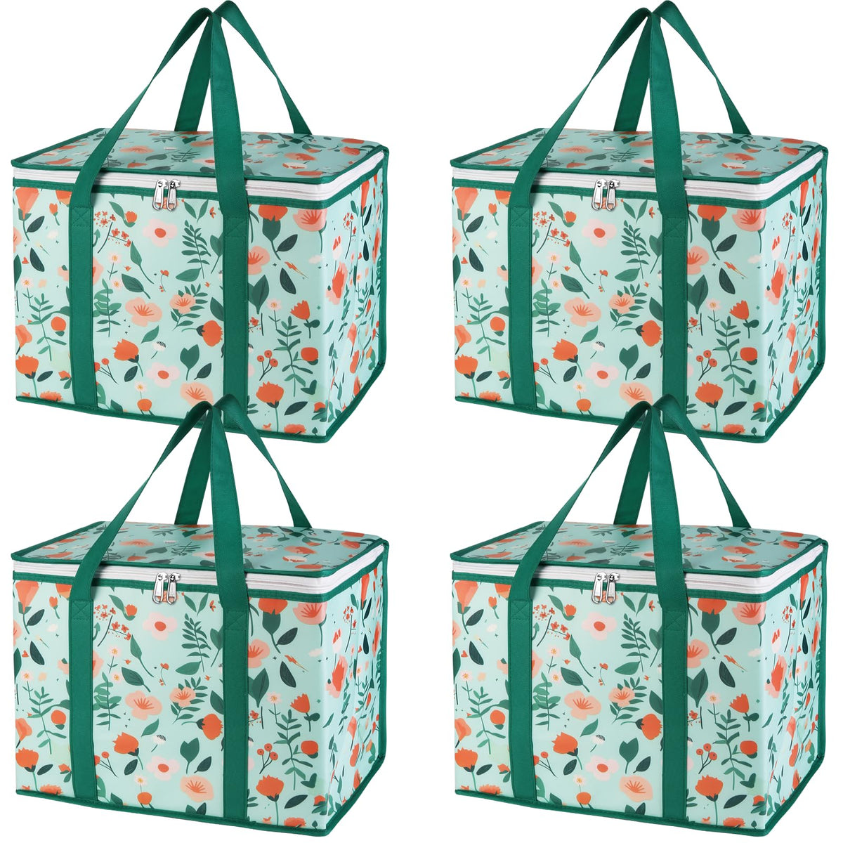 Bodaon 4-Pack Insulated Reusable Grocery Shopping Bag, X-Large Cooler, Blue