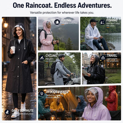 Women's EVA Raincoat, Waterproof Hooded Long Rain Poncho