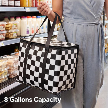 Checkered Insulated Grocery Bags 2 Pack