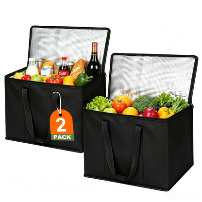 JNYONG 4 Pack Insulated Reusable Grocery Shopping Bags with zippered top