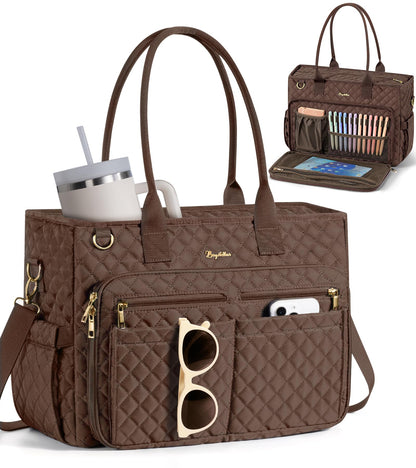 Bagstellar Teacher Tote Bag for Women, 15.6" Laptop Work Tote Computer Bag