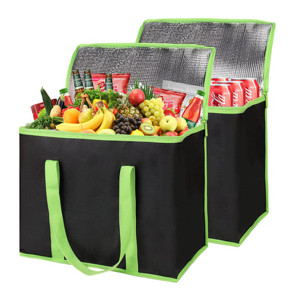 1-Pack Insulated Food Delivery Bag with Hard Bottom, 3X-Large, Black