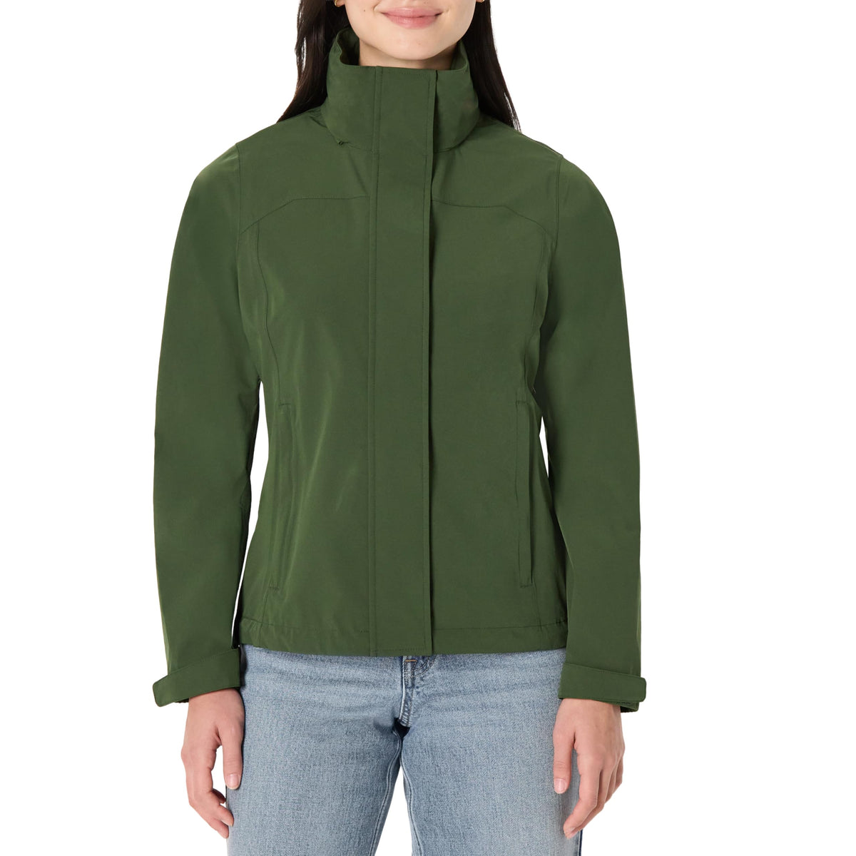 Amazon Essentials Women's Regular-Fit Lightweight Waterproof Long Hooded Rain Jacket