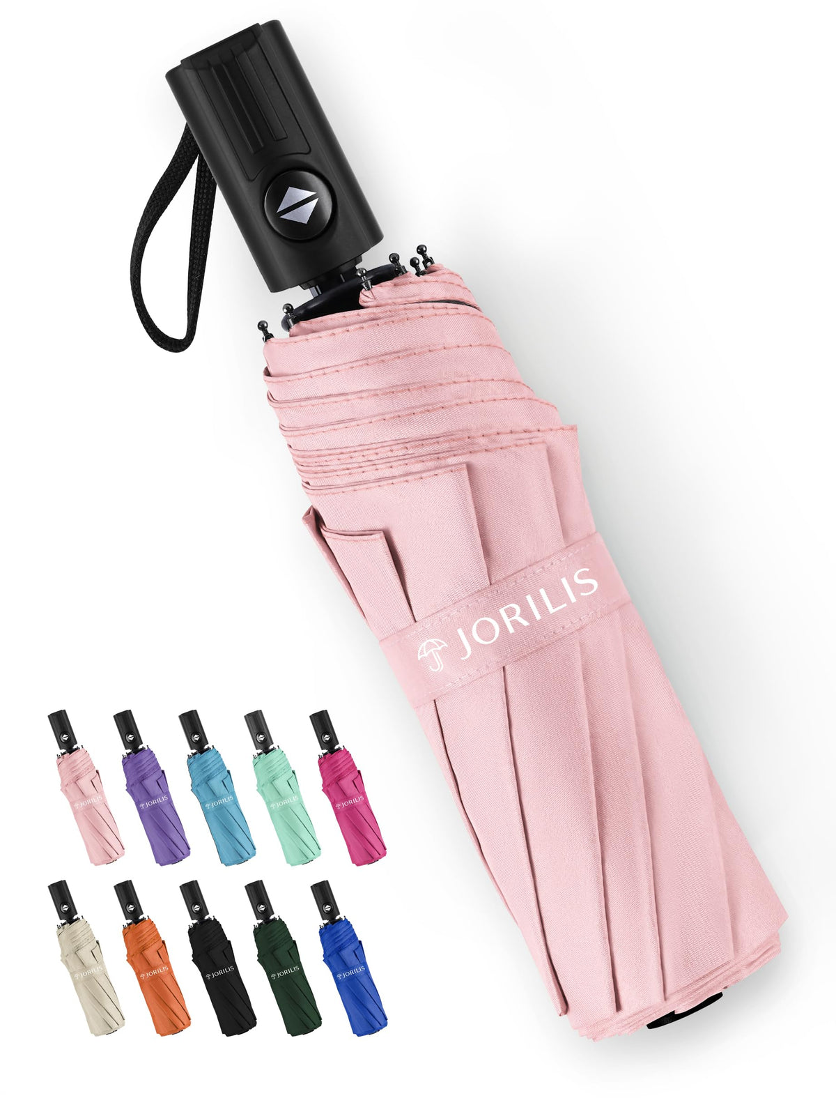 Jorilis Compact Umbrella for Travel - Automatic Umbrellas for Rain & Sun Protection, Small Portable UV Umbrella for Car, Backpack, Walking, Folding Windproof Umbrellas for Kids, Women