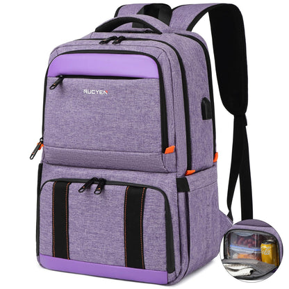 RUCYEN Lunch Backpack, Insulated Cooler Backpack Lunch Box for Men Women, 15.6 Inches RFID Blocking Laptop Backpack with USB Port Lunch Bag for Work Travel Black