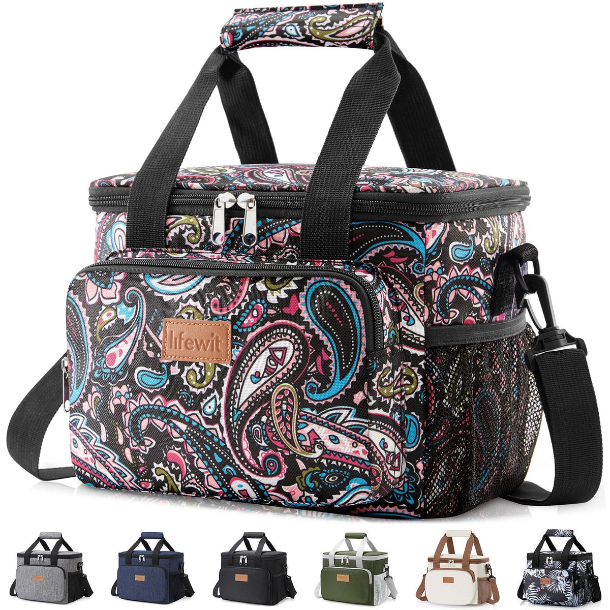 Lifewit Medium Lunch Bag, Insulated Lunch Box, Soft Cooler Cooling Tote for Adult Men Women, Black 12-Can (9L)