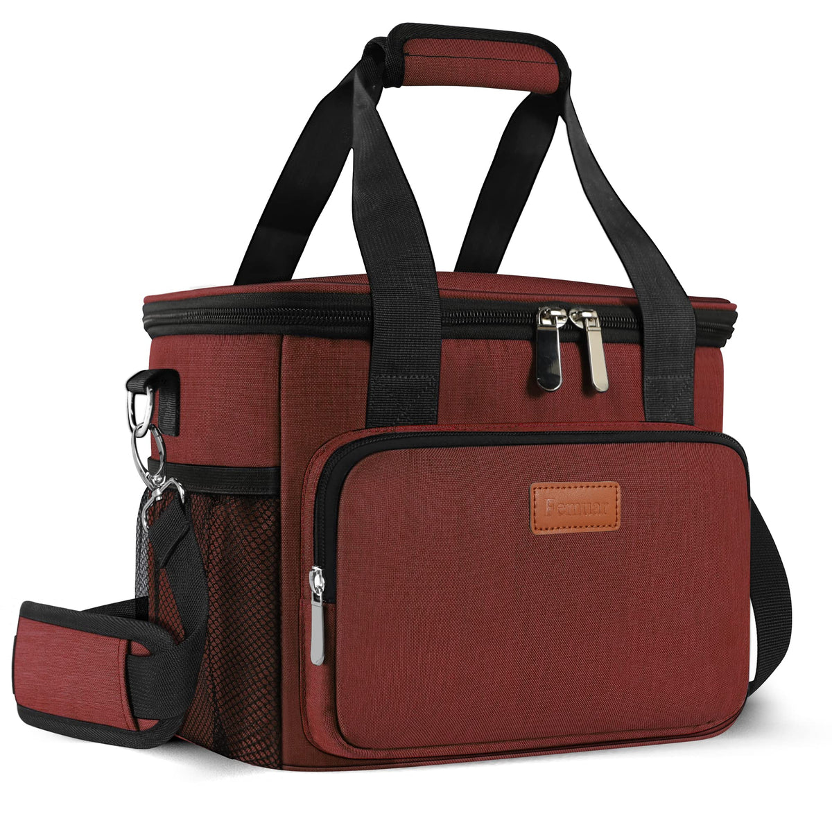 Femuar Reusable Lunch Box for Men/Women - Insulated Lunch Bag Leakproof Lunchbox for Work Office Picnic Beach - Freezable Lunch Cooler Bag with Adjustable Shoulder Strap - Black