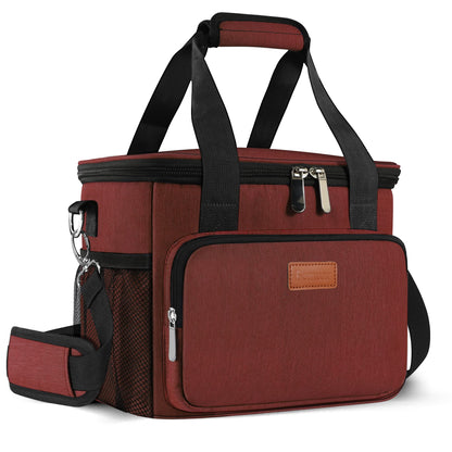 Femuar Reusable Lunch Box for Men/Women - Insulated Lunch Bag Leakproof Lunchbox for Work Office Picnic Beach - Freezable Lunch Cooler Bag with Adjustable Shoulder Strap - Black