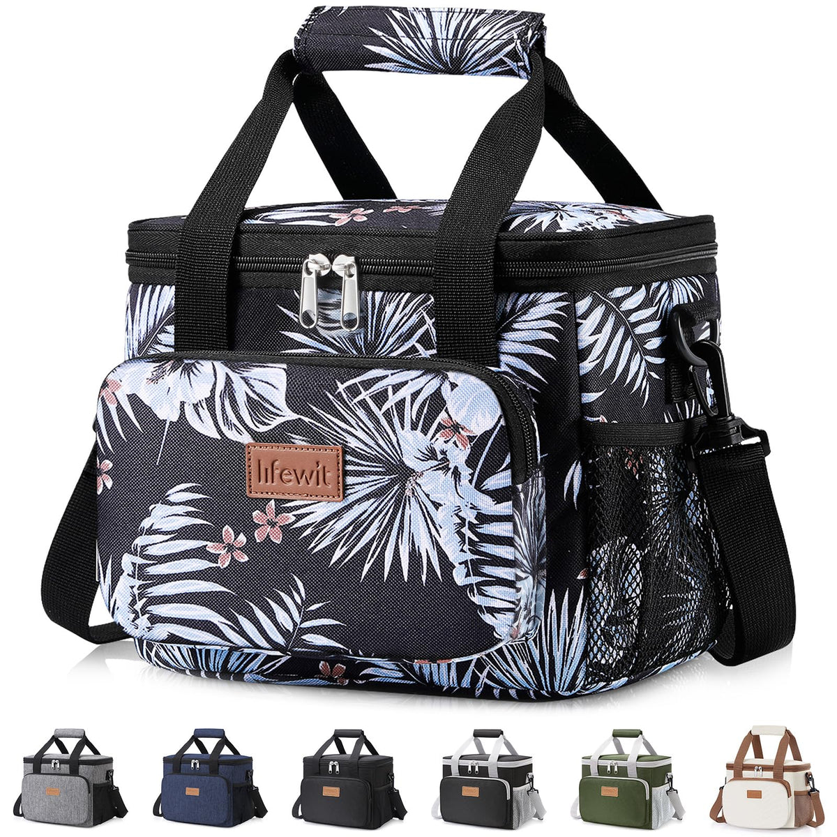 Lifewit Medium Lunch Bag, Insulated Lunch Box, Soft Cooler Cooling Tote for Adult Men Women, Black 12-Can (9L)