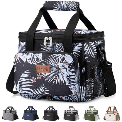 Lifewit Medium Lunch Bag, Insulated Lunch Box, Soft Cooler Cooling Tote for Adult Men Women, Black 12-Can (9L)