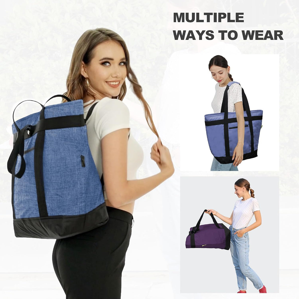 BeeGreen Cooler Bag Soft Insulated Tote for Beach Travel Grocery Shopping Lunch Portable Large Ice Coolers with Handle Hard Freezer Bags with Zippered Top Foldable Leakproof Delivery Totes Moss