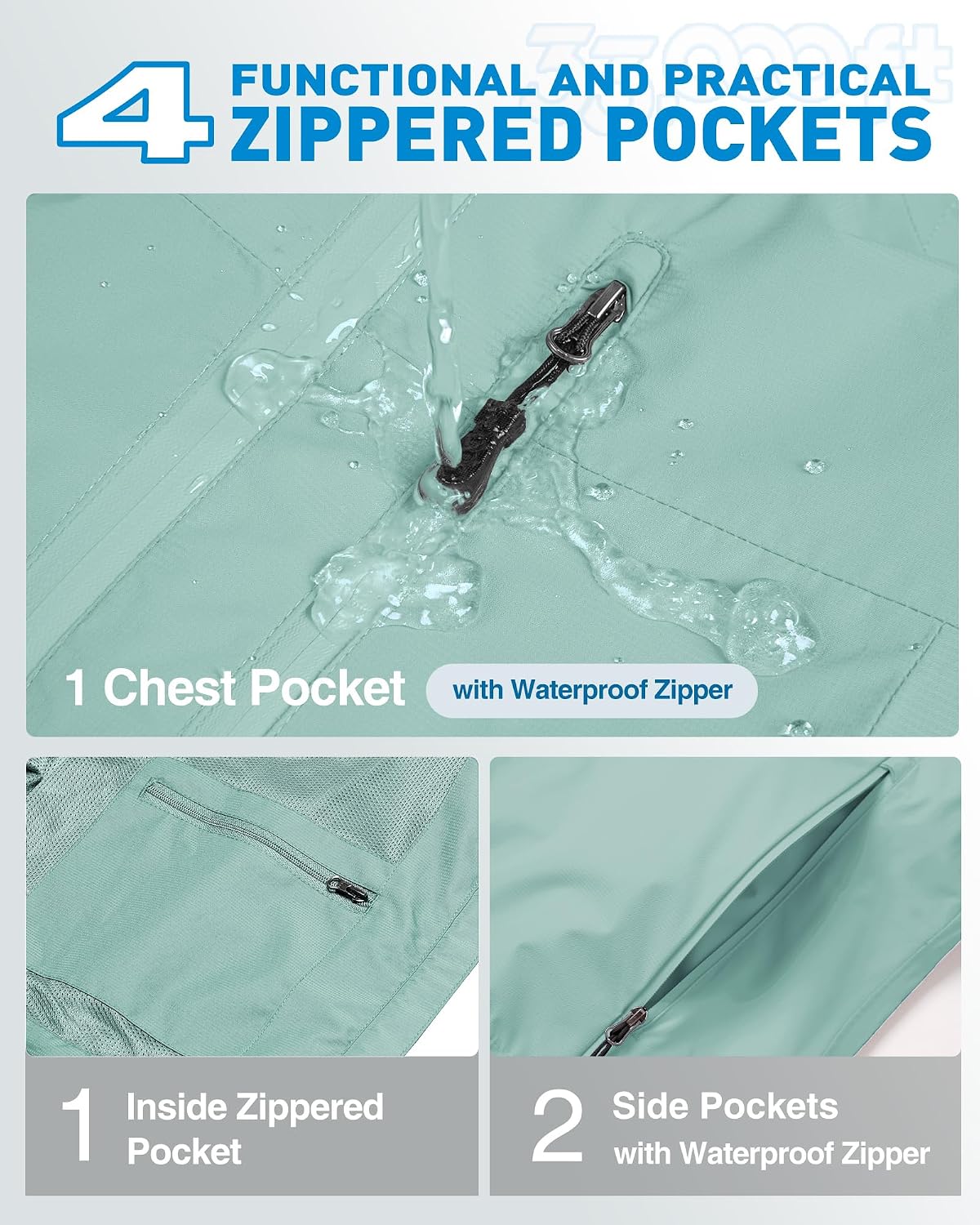 33,000ft Packable Rain Jacket for Women Waterproof Raincoats with Hood