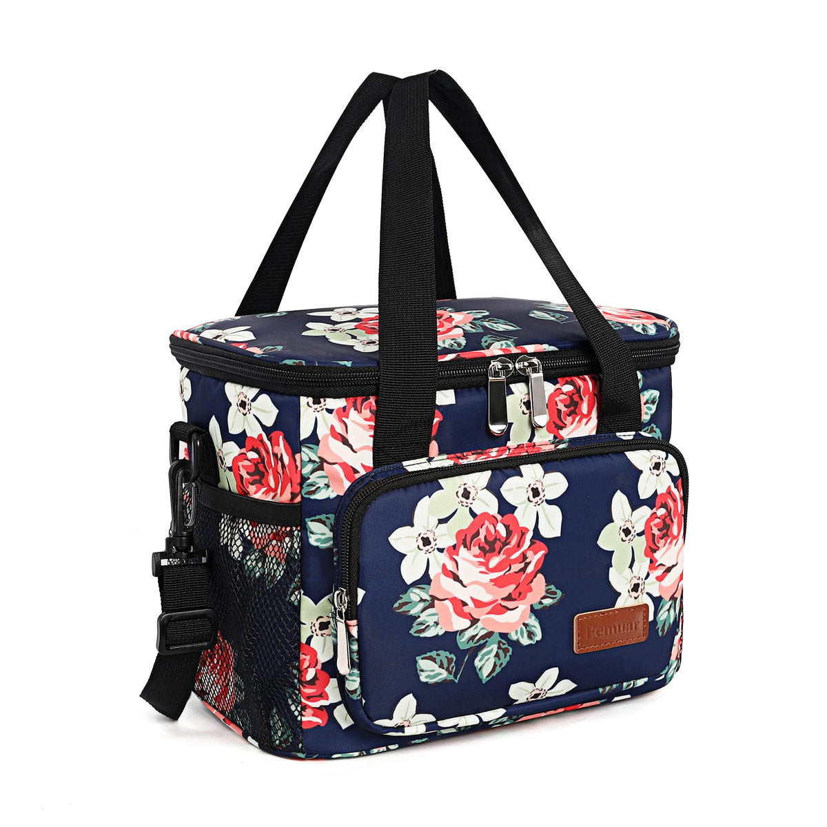 Femuar Reusable Lunch Box for Men/Women - Insulated Lunch Bag Leakproof Lunchbox for Work Office Picnic Beach - Freezable Lunch Cooler Bag with Adjustable Shoulder Strap - Black