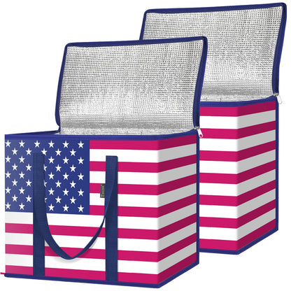 BALEINE Insulated Reusable Grocery Bags with Zippered Top, Large Cooler Bag